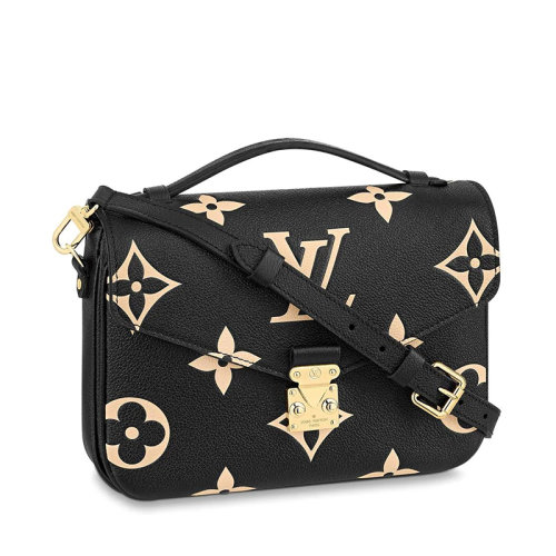 Louis Vuitton/路易威登 MéTIS系列21新款 女士黑色米色压纹粒面牛皮单肩斜挎包M45773