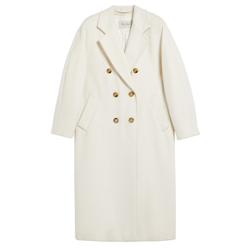 MaxMara/麦丝玛拉 22年秋冬新款 MADAME系列 女士白色高级定制明线饰面初剪羊毛大衣1018012906021