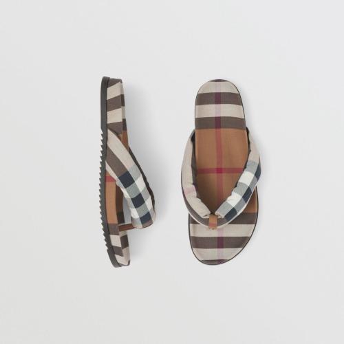  BURBERRY 22年秋冬 男士 格纹棉质凉鞋 80518801