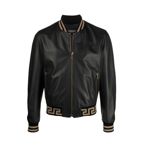 VERSACE/范思哲 男士黑色羔羊皮飞行员夹克 A818901-L001762-B150