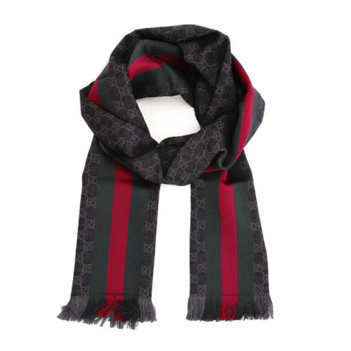 GUCCI/古驰 男女同款 中性时尚拼接双G LOGO羊毛丝绸围巾丝巾围脖 147351-4G704-1166