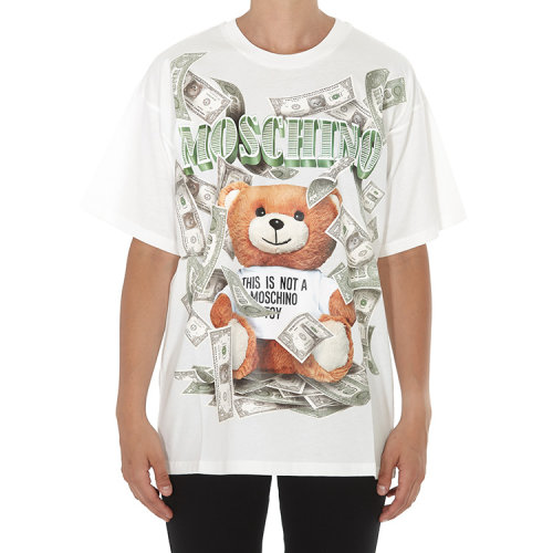 MOSCHINO/莫斯奇诺 女装 女士白色小熊图案时尚百搭圆领春夏短袖T恤 DA070154401002 HQY210303