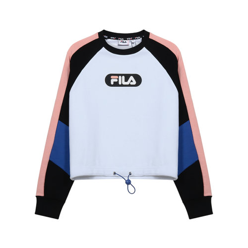 FILA/斐乐 女士棉/聚酯纤维短款圆领长袖卫衣运动衫 687942