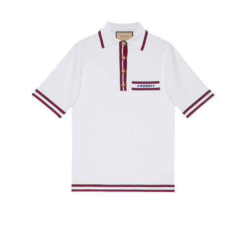 GUCCI/古驰 22秋冬新款 女士白色聚酯纤维/粘胶纤维混纺弹力POLO杉691713XKCAV9692