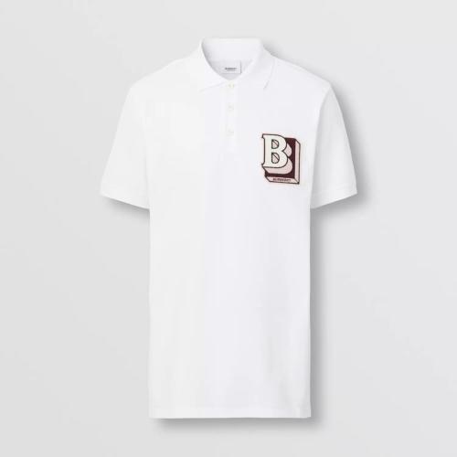  BURBERRY 22年秋冬 男士 字母图案珠地网眼布棉质宽松 Polo 衫 80575731