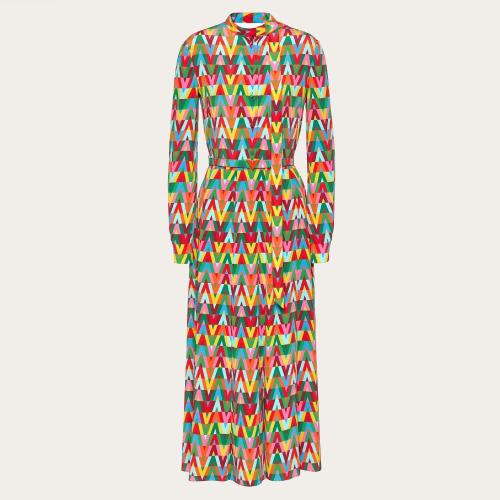  VALENTINO华伦天奴 22年秋冬 女士 连衣裙 ROBE IMPRIMéE EN CREPE DE CHINE XB3VAYE16VWM12