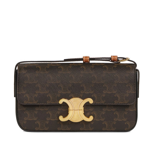 CELINE/赛琳 TRIOMPHE系列 女士凯旋印花帆布皮革衬里金扣翻盖斜挎单肩包194142CUZ.04LU