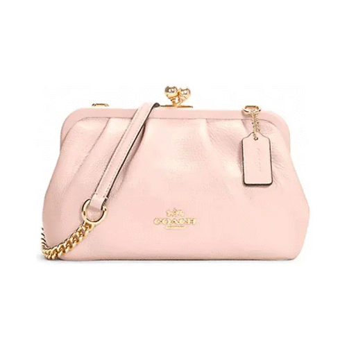 COACH 蔻驰 Nora Kisslock 云朵包 锁吻扣 皮革 单肩斜挎链条包 女款 樱花粉色 C2875-IMPPK