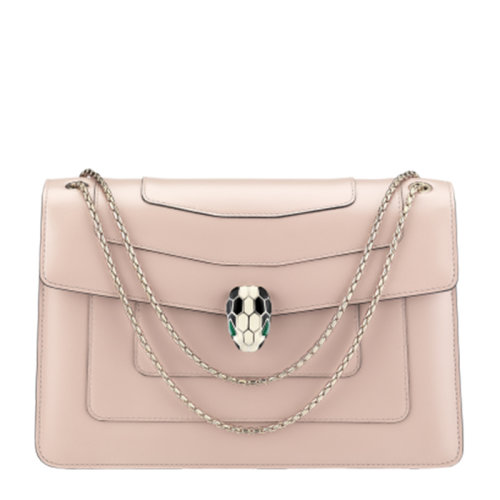 BVLGARI/宝格丽 21春夏  Serpenti Forever系列 女士粉色牛皮蛇头扣单肩斜挎包链条包