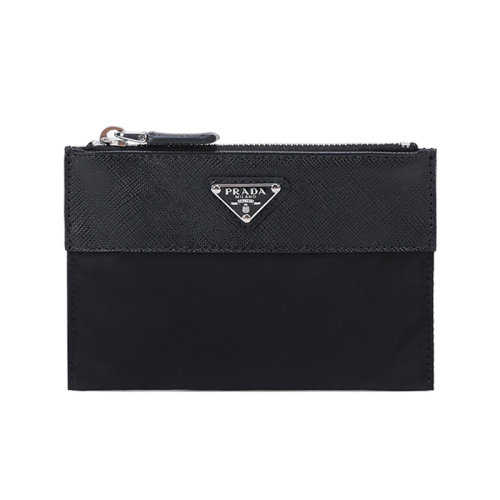 PRADA/普拉达  男士Re-Nylon再生尼龙/皮革零钱包 2MB031 2DMH