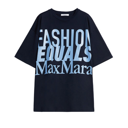 MaxMara/麦丝玛拉 22年秋冬新款 CARLO系列 女士海军蓝色棉质印花中袖T恤1946062906013