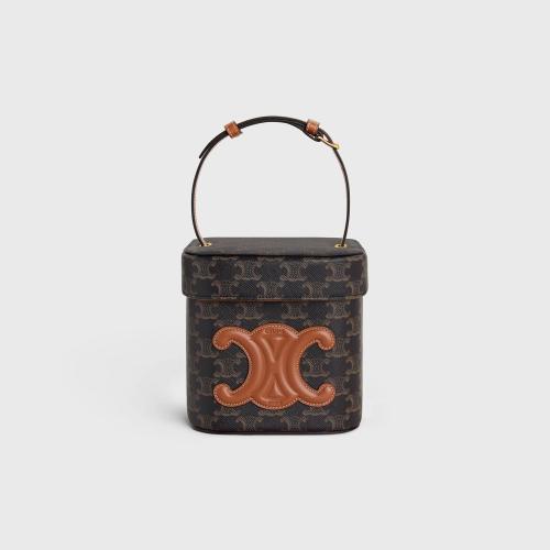  CELINE赛琳思琳 22年秋冬 女士 手提包 BOX中号TRIOMPHE标识印花牛皮革手袋 199252EIN.04LU