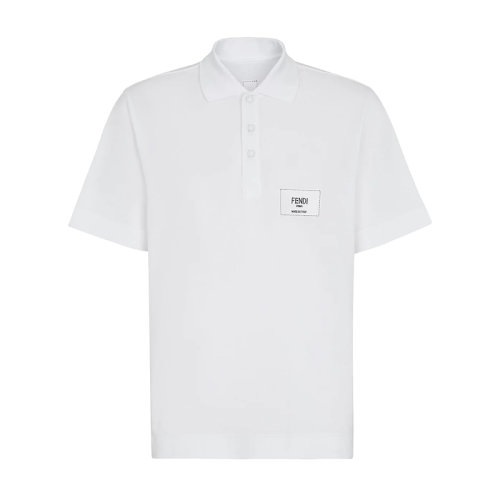 FENDI/芬迪 22年早春新款 男士白色纯棉Logo提花刺绣短袖POLO衫FY1131A9RPF0WA0
