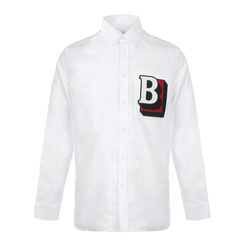 BURBERRY/博柏利22春夏字母图案领尖扣衣领男士长袖衬衫 8050134