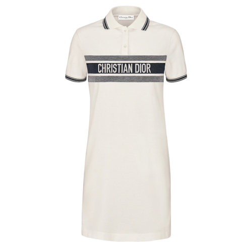 DIOR/迪奥 Dioriviera系列 女士白色和海军蓝色棉质针织POLO连衣裙143R20A4047_X0200