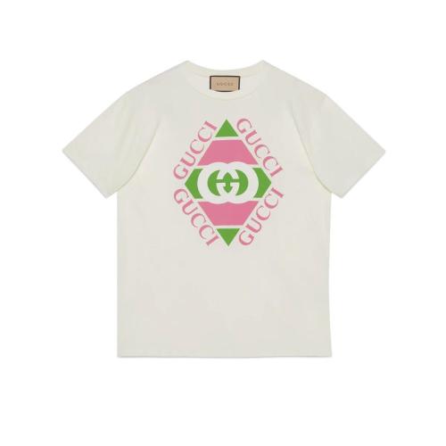  GUCCI古驰 22年秋冬 女士 Gucci复古标识印花T恤 717422 XJEWF 9095