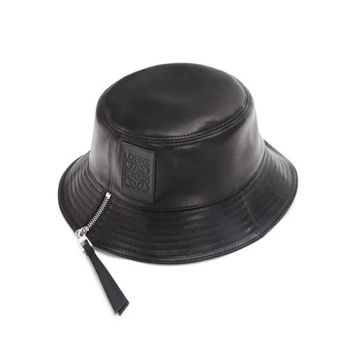 LOEWE/罗意威 22年春夏新款 女士黑色纳帕牛皮革拉链渔夫帽112.10.010-1100