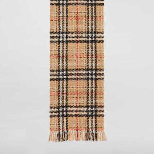  BURBERRY 22年秋冬 女士 格纹羊绒混纺粗花呢围巾 80593091