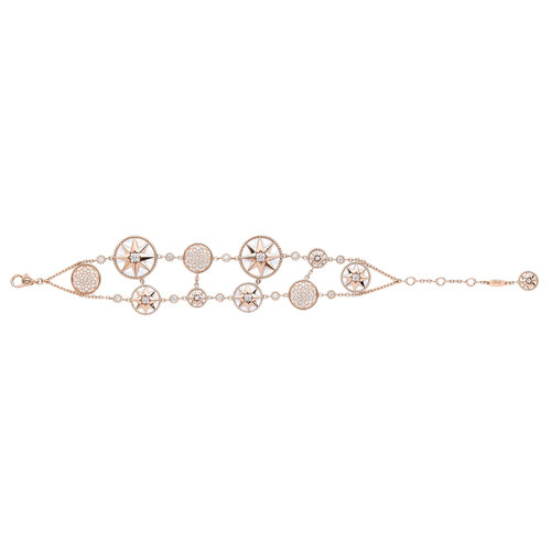 DIOR/迪奥 Rose des vents罗盘系列 18K金玫瑰金镶嵌钻和白色珍珠贝母风玫瑰罗盘手链 JRDV94024_0000