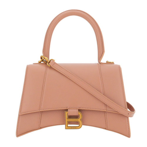 Balenciaga/巴黎世家 女士Hourglass系列粉色闪亮压花牛皮革小号手提包单肩包斜挎包女包 593546-1IZHM-2705