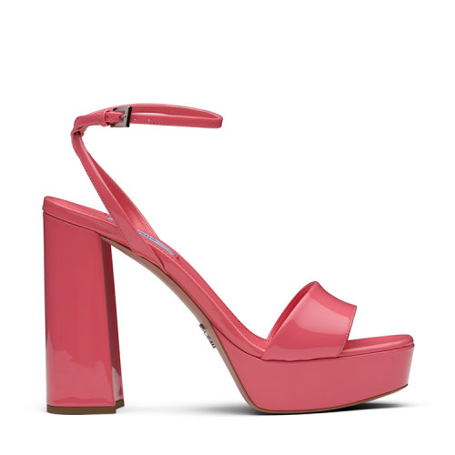 PRADA/普拉达 粉色 女士秀款漆皮防水台高跟凉鞋 1XP76A_069_F0442_F_115