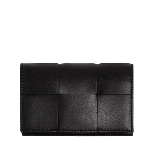 Bottega Veneta/葆蝶家 经典款 男士黑色Intreccio编织牛皮革卡包名片夹679849VBWD38803