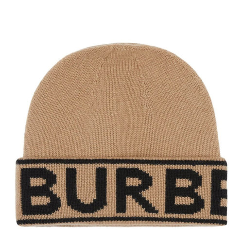 BURBERRY/博柏利 男女同款款中心米色羊绒徽标针织帽毛线帽套头帽帽子多色可选