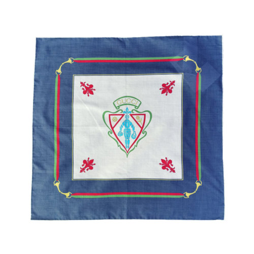 GUCCI/古驰蓝色经典LOGO标志男女通用丝巾323686 4G101 9068