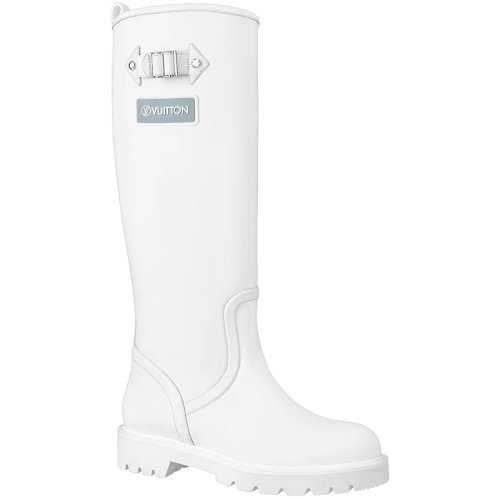 Louis Vuitton/路易威登 22年早春新款 TERRITORY系列 女士白色小牛皮浸漆效果搭扣高筒靴1A9H2G