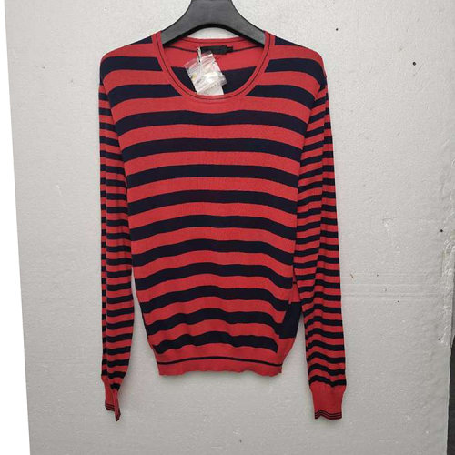 Alexander McQueen/亚历山大麦昆 红蓝拼色条纹男士长袖针织衫