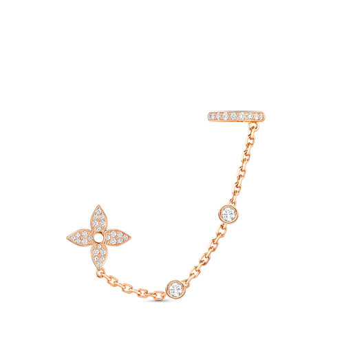 Louis Vuitton/路易威登 IDYLLE BLOSSOM系列 经典款单只18k金玫瑰金37颗钻石花卉形状耳环Q96836