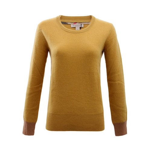 BURBERRY/博柏利 女士黄色棉质圆领毛衣 3932755