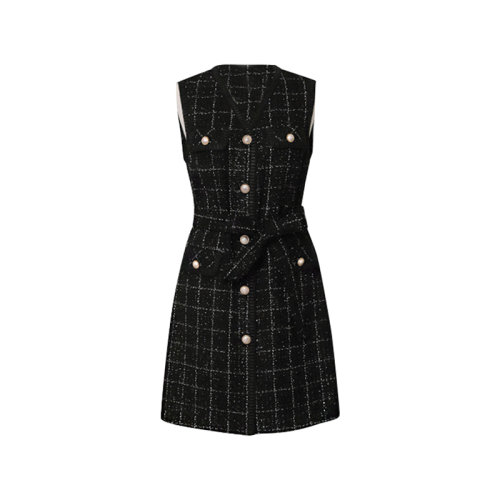 GeleiStory/GeleiStory   春夏新款小香经典花呢马甲连衣裙  女装＞女士裙装＞女士连衣裙