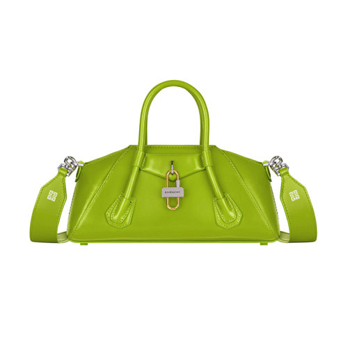 Givenchy/纪梵希 22新款 Antigona Stretch系列 女士迷你柑橘绿皮革磁性封口拆卸调节肩带单肩手提斜挎梯形包BB50RHB1NF-358
