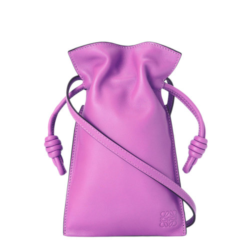 LOEWE/罗意威 Flamenco Pocket系列 女士亮紫色纳帕小牛皮单肩斜挎手机包0010642759