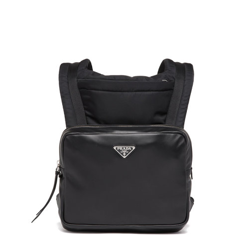 PRADA/普拉达  男士黑色皮革带兜帽双肩背包2VZ093_2DXV_F0002_V_OOO