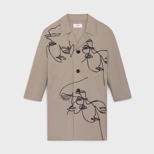  CELINE赛琳思琳 22年秋冬 男士 短袖衬衫 艺术家印花华达呢棉质MAC外套 2M822460Q.17AN