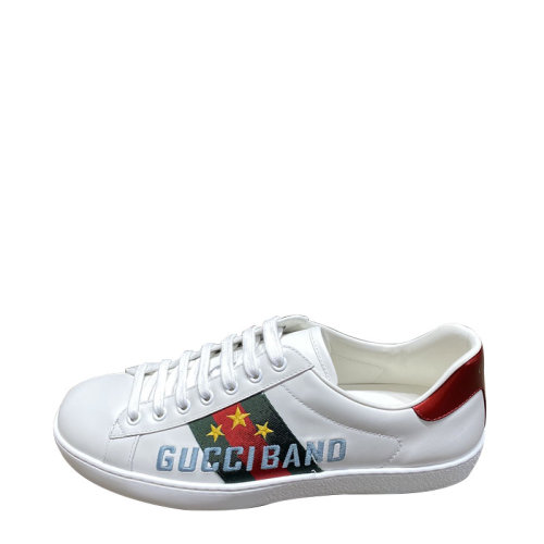 GUCCI/古驰 男鞋 小白鞋 星星红绿条纹织带装饰 男士白色皮质休闲运动鞋 6036930FIl09069