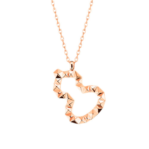 QEELIN/麒麟珠宝 22新款Wulu 18系列 18K金玫瑰金镂空葫芦形状吊坠项链WU-025-18ONL-RG