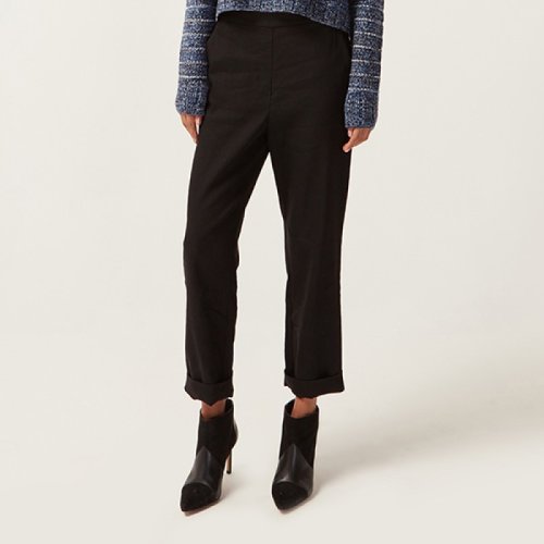 St.John/盛蔷秋冬黑色挽边休闲九分裤女士休闲裤K80WW32