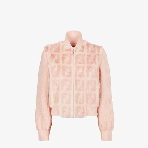  FENDI芬迪 22年秋冬 女士 夹克 粉红色貂毛飞行员夹克 FNE31LAJ9CF11AS