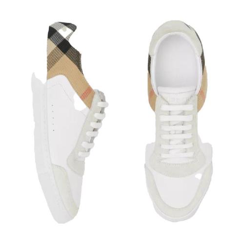  BURBERRY 22年秋冬 男士 House 格纹、麂皮拼皮革运动鞋 80241251 预定商品1-3周发货