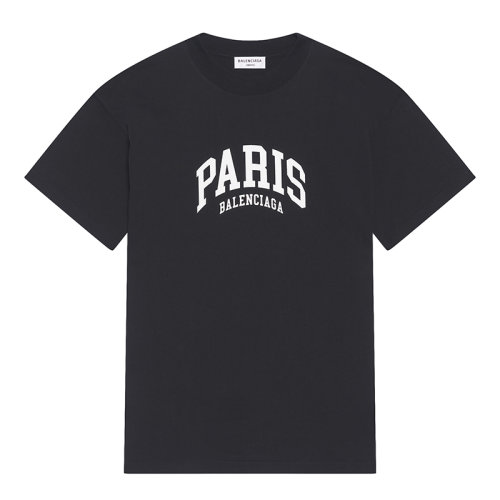 Balenciaga/巴黎世家 22年早春新款 CITES城市系列 女士黑色纯棉短袖T恤612965TLVL71070