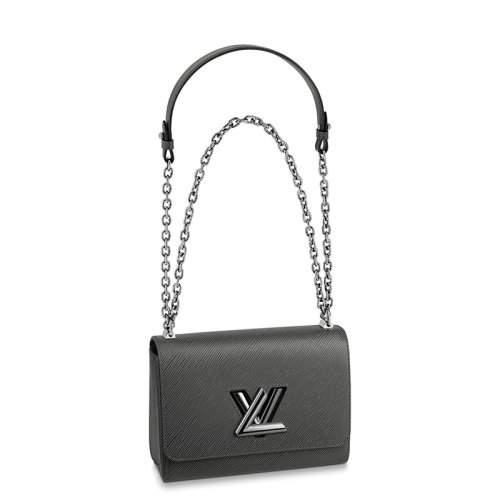 预售一个月 Louis Vuitton/路易威登 TWIST系列 女士中号金属锡灰色粒纹Epi皮革银色饰面链条单肩斜挎包M56530