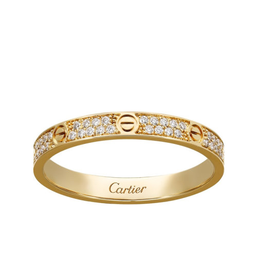 CARTIER/卡地亚 经典款LOVE 18K金黄金钻石戒指 镶嵌72颗钻石 小号款 B4218000