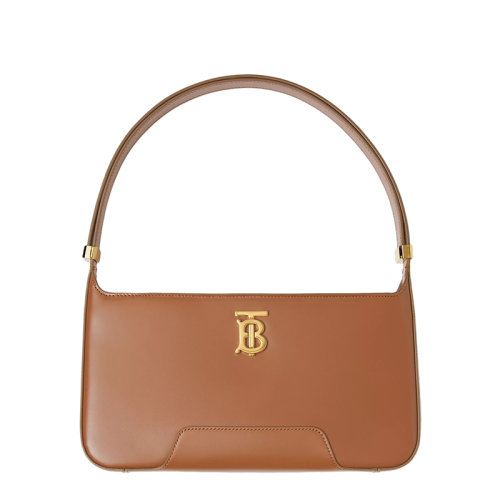 BURBERRY/博柏利  TB系列 女士暖棕褐色小牛皮金扣手提单肩腋下包80462511