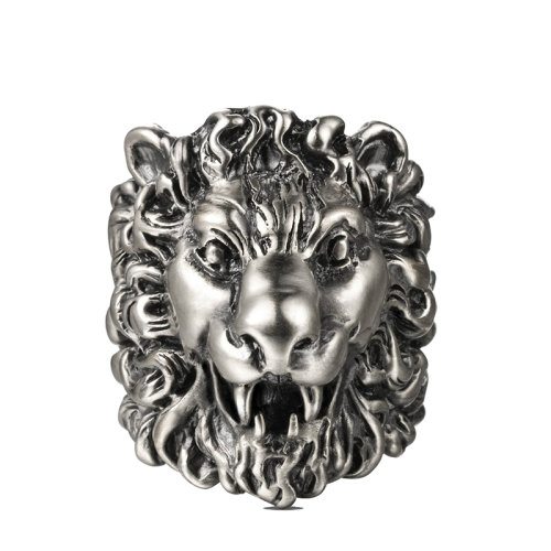 GUCCI/古驰  银色金属饰面狮头戒指398601I46018111