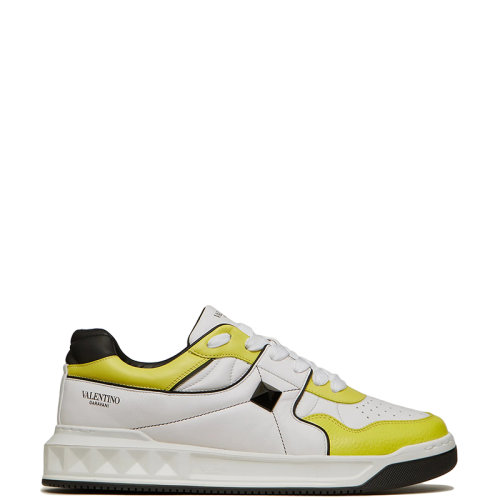 Valentino/华伦天奴 22年早春新款 ONE STUD系列 男士白色/酸橙绿色/黑色软羊皮革低帮运动鞋XY2S0E71NWNZ00
