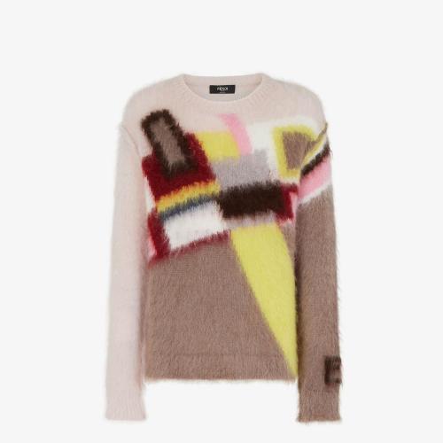  FENDI芬迪 22年秋冬 男士 针织衫 拼色马海毛套头衫 FZX10_M68F1528