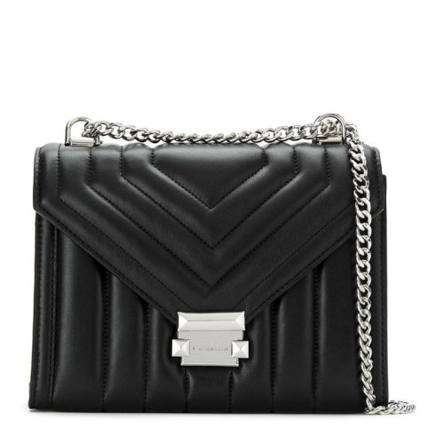 Michael Kors/迈克·科尔斯 WHITNEY系列女士黑色牛皮革时尚绗缝小方包斜挎包单肩包链条包女包 30F8SXIL3T-BLACK